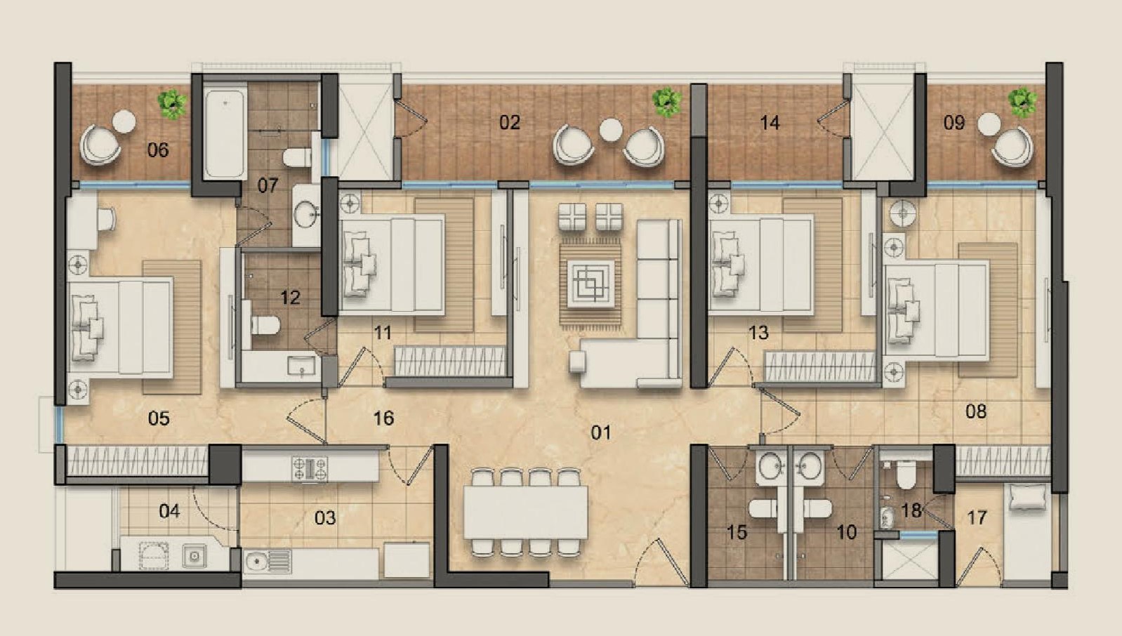 4 BHK Floor Plan